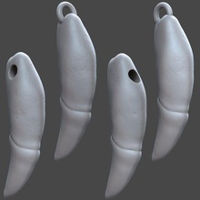 Kurt diş kolye 4 versiyonlar moda Bekliyor hayvan 3d print model - Mito3D