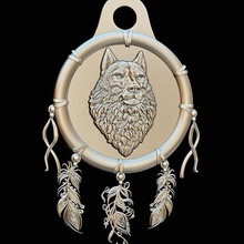 wolf feather design medal 3d print model - Mito3D