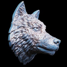 Loup tête art animal jouet poly conceptions sculpture accessoires bijoux artisanat DIY 3d print model - Mito3D