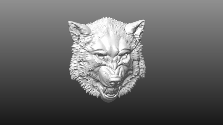 lupo testa animale mare giungla arredamento scultura cnc artcam decorativo 3d print model - Mito3D