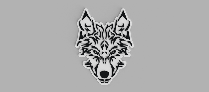 wolf head - picture wall 3d print model - Mito3D