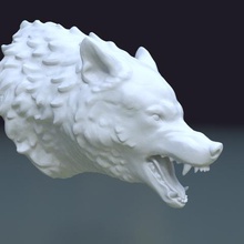 le loup à tête ii art bête 3d print model - Mito3D