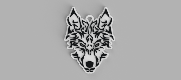 wolf head keychain - pendant earring 3d print model - Mito3D