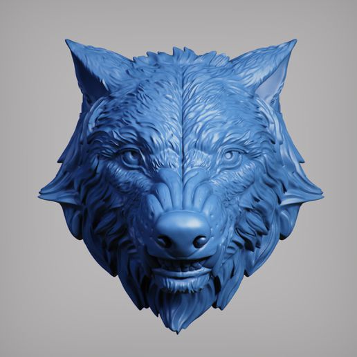 Wolf Kopf Skulptur 3D print model - Mito3D