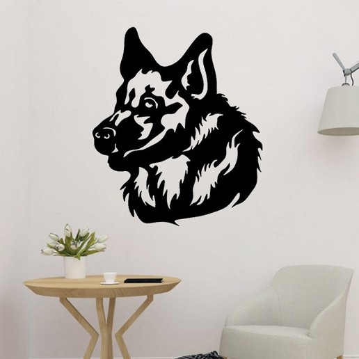 wolf head wall art decor sticker animal 2d decoration 3D print model - Mito3D