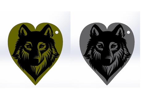 wolf heart - keychain wolf key key chain wolf heart  3d print model - Mito3D