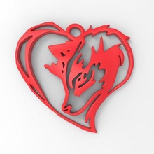 wolf heart pendant jewelry love keychain animal print 3d print model - Mito3D