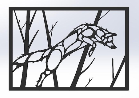 Lobo pulando cena arte natureza 3d print model - Mito3D