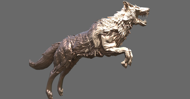 wolf jumping statues sculptures statue sculpture dog mammal animal beast fox canine werewolf creature howl hunter animals viking warrior 3d print model - Mito3D