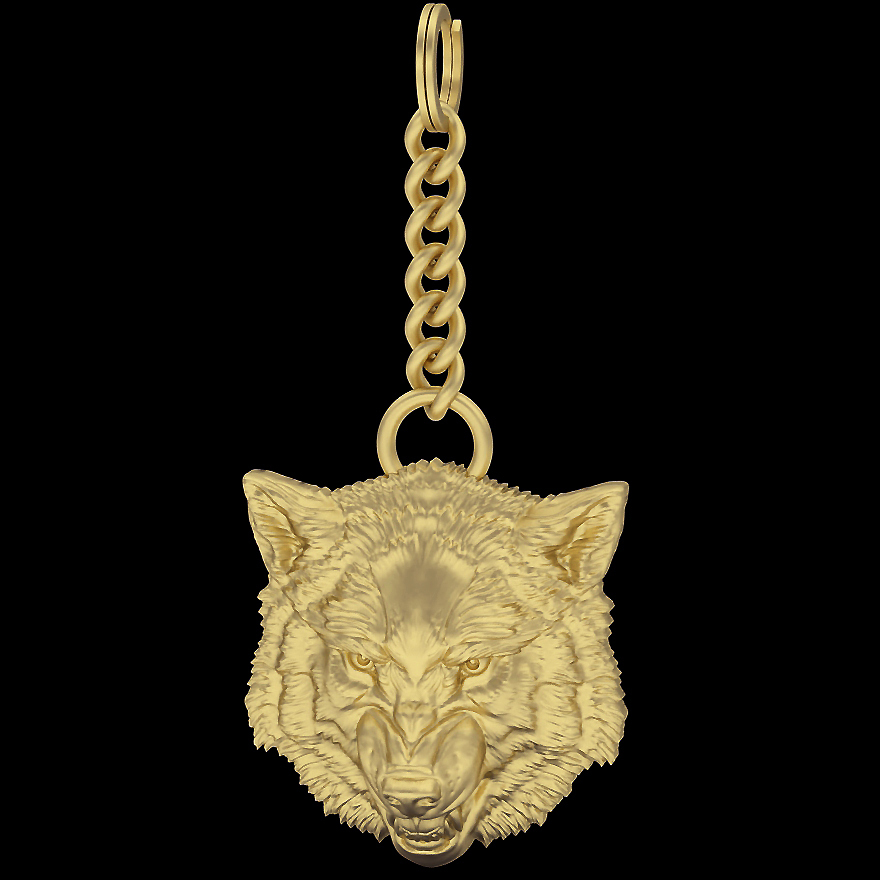 lupo chiave titolare supporto argento oro gioielleria stampabile 3d modello tendenza moda design zbrush tigre 3D print model - Mito3D