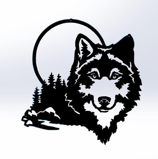 wolf line art wall picture decoration decor animal 3d print model - Mito3D