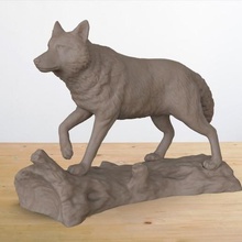 wolf log art nature forest fur sculpture animal wild dog husky 3d print model - Mito3D
