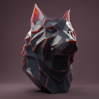 Wolf niedrig poly Lowpoly Huski Hund Tischplatte Büste Tier Statue 3d print model - Mito3D