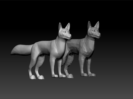 wolf lowpoly highpoly - wolf game - wolf toy  3d print model - Mito3D