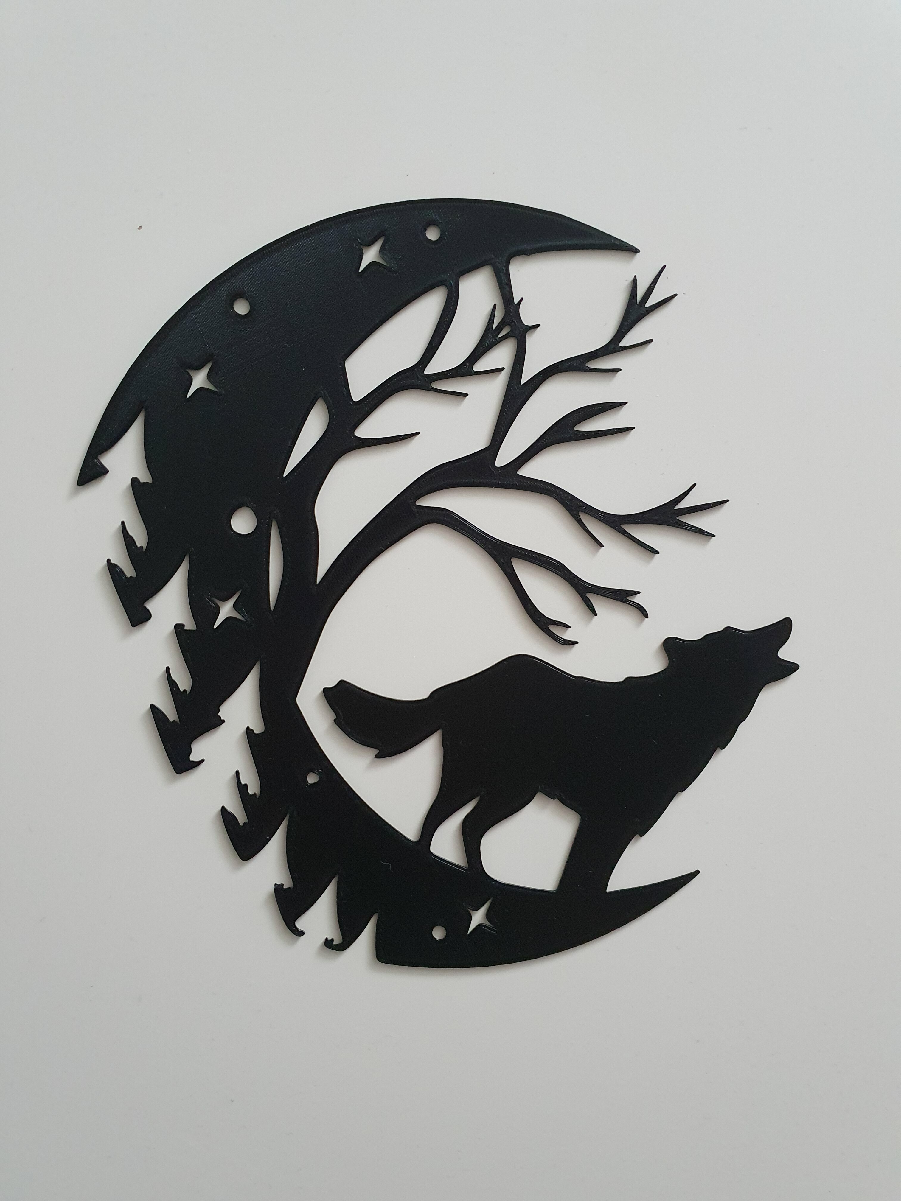 lobo Luna pared decoración 3D print model - Mito3D
