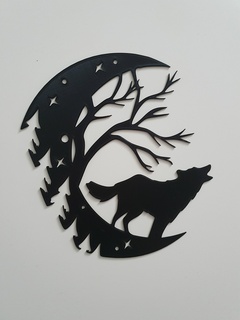 Loup lune mur décor 3d print model - Mito3D