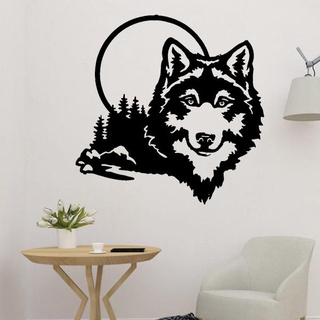 lupo Luna parete arredamento etichetta animale 2d arte decorare 3d print model - Mito3D