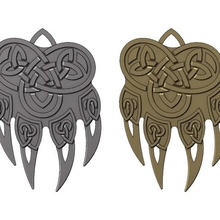 wolf paw pendant celtic knot ornaments 3d print model jewelry animal relief jewellery fenrir viking norse fantasy mythology silver gold loki fenris ornament keychain pendants 3d print model - Mito3D