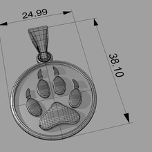 Loup patte pendentif bijoux animal argent or Collier 3d print model - Mito3D