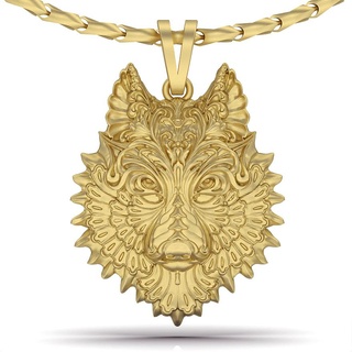 wolf pendant silver gold jewelry printable 3d model trend fashion design zbrush tiger 3d print model - Mito3D