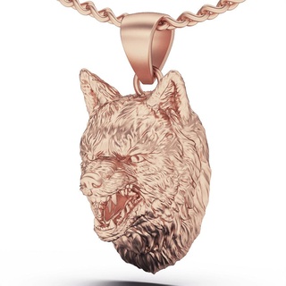 Loup pendentif argent or bijoux imprimable 3d modèle tendance mode conception zbrush tigre 3d print model - Mito3D