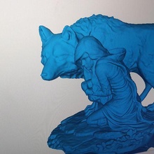 Wolf Schutz schüren Teen Fee Statue Fantasie Tier 3d print model - Mito3D