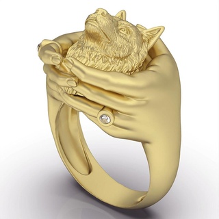 wolf ring silver gold jewelry printable 3d model trend fashion design zbrush tiger 3d print model - Mito3D