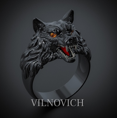 wolf ring jewelry coin pendant 3d printable charm jeweller model gold silver animal animals symbol cult 3d print model - Mito3D