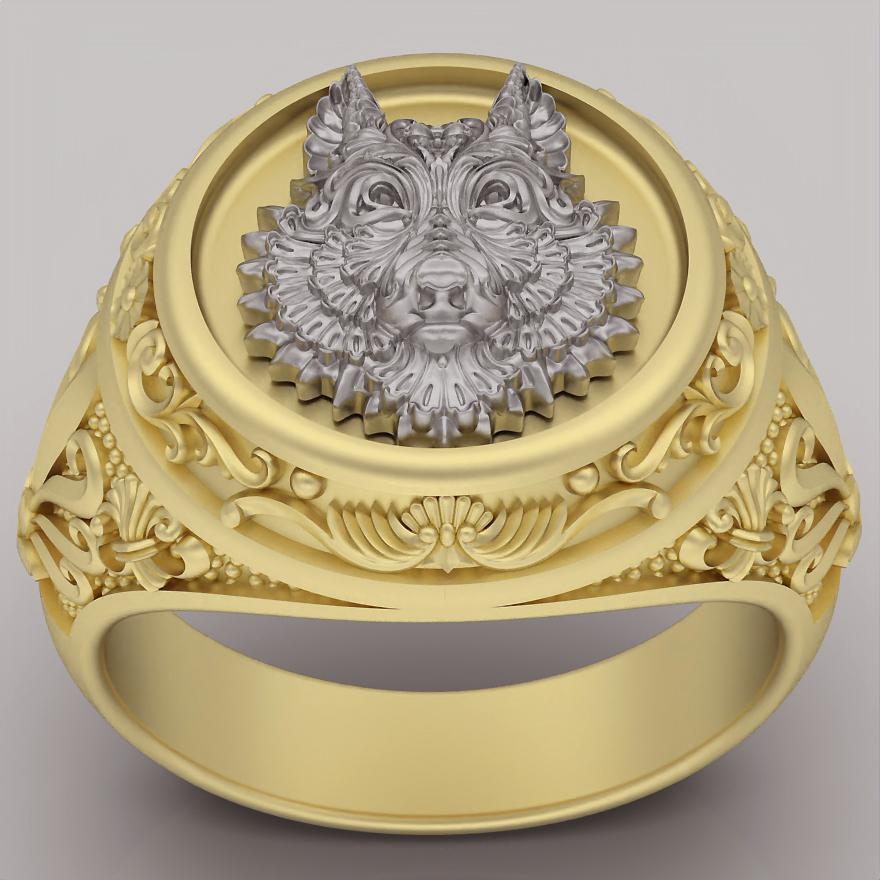 lobo anillo plata oro joyería joya imprimible 3d modelo tendencia Moda diseño zbrush Tigre 3D print model - Mito3D