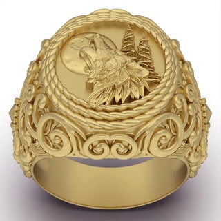 Lobo anel Lobo anel prata ouro joalheria imprimível 3d modelo tendência moda Projeto zbrush tigre 3d print model - Mito3D
