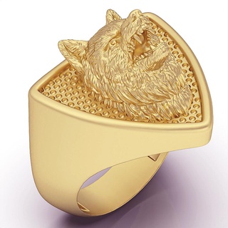 Lobo anel prata ouro joalheria imprimível 3d modelo tendência moda Projeto zbrush tigre 3d print model - Mito3D