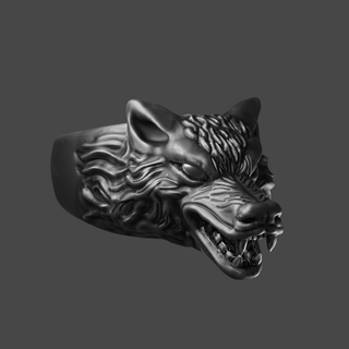 lobo anillo plata oro animal salvaje feroz Arte joyería joya 3d print model - Mito3D