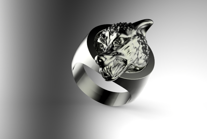 wolf ring jewelry amazing 3D print model - Mito3D