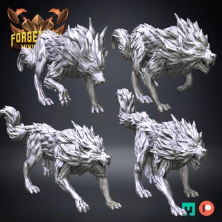 lobo conjunto fuego invierno eléctrico muertos vivientes muerto calabozo dragones d dnd miniatura animal 3d print model - Mito3D