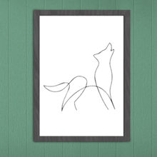 Loup silhouette mur décoration ligne art conception animal 3d print model - Mito3D