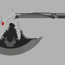 wolf skull axe war celtic prop weapon cosplay ren fair 3d print model - Mito3D