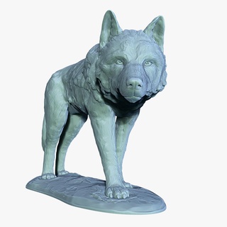 wolf statue sculpt animal figurine hunting trophy mold cnc printing carving sculpture wall mount taxidermy angry standing wild 3d print model - Mito3D
