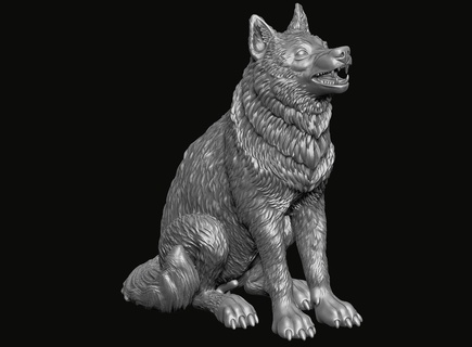 Loup statue 3d impression modèle carnivore bête canin créature figurine forêt miniatures figurines bijoux art or argent cnc 3d print model - Mito3D