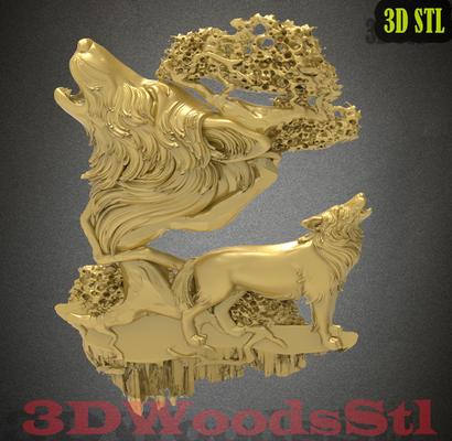 wolf stl 3d modell linderung mauer dekor cnc router graveur artcam streben dateien kunst holzbearbeitung digital harz filament holz carving schnitzen hersteller datei 3d print model - Mito3D