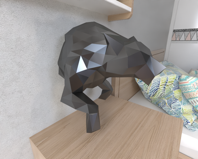 wolf wall lowpoly animal geometric origami art sculpture statue faceted decorative model low poly fantasy 3d print model - Mito3D