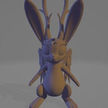 wolpertinger animal bunny rabbit jackalope antelope deer mythical creature folklore toy surreal fantasy cute 3d print model - Mito3D