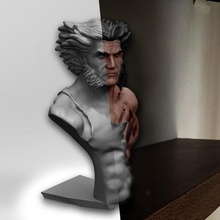 wolverine dommages de combat fanart buste art la logan xmen x-men marvel bande dessinée comics 3d print model - Mito3D