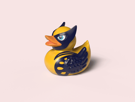 wolverine duck stl xmen bath yellow rubber toy floaty duckling quack water bird 3d print model - Mito3D