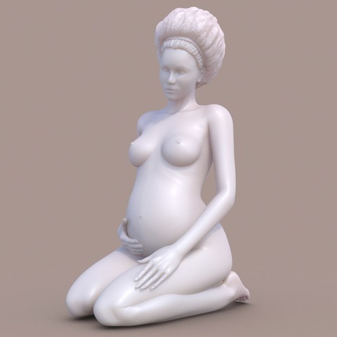 woman afro art girl pregnant lady design 3D print model - Mito3D