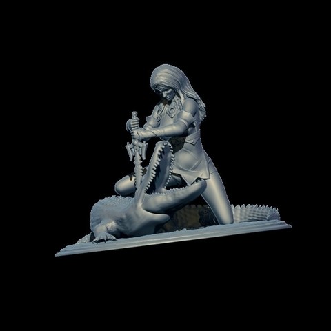 Frau alligator Kunst fantasy 3D print model - Mito3D