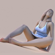 woman barefoot art girl figurine sculpture sit posture base 3d print model - Mito3D