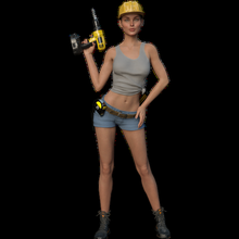 woman builder drill 3d print model - Mito3D