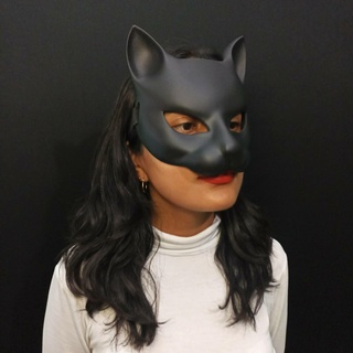woman cat mask cosplay halloween face female 3d print model - Mito3D