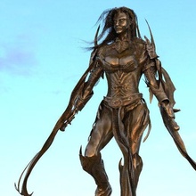 femme duel épées femmes chaud serpent casque guerre fantaisie armure bronze Seigneur tendance Anneaux Trône Fer Narnia sorcier godille 3d print model - Mito3D
