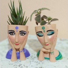 woman face flower pots 2 designs art pot figure statue ornament venus aphrodite 3d print model - Mito3D